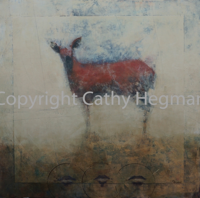 Peace Talks RedDeer III 36 x 36 oil on wood 2013 Cathy Hegman small size watermarked